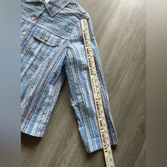 Draper’s And Damon’s Striped Button Down Blouse Women’s Petite Medium - Picture 10 of 10